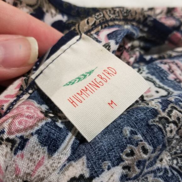 Hummingbird Boho Floral & Crochet V Neck Crop Top Y2K Medium - Picture 3 of 7